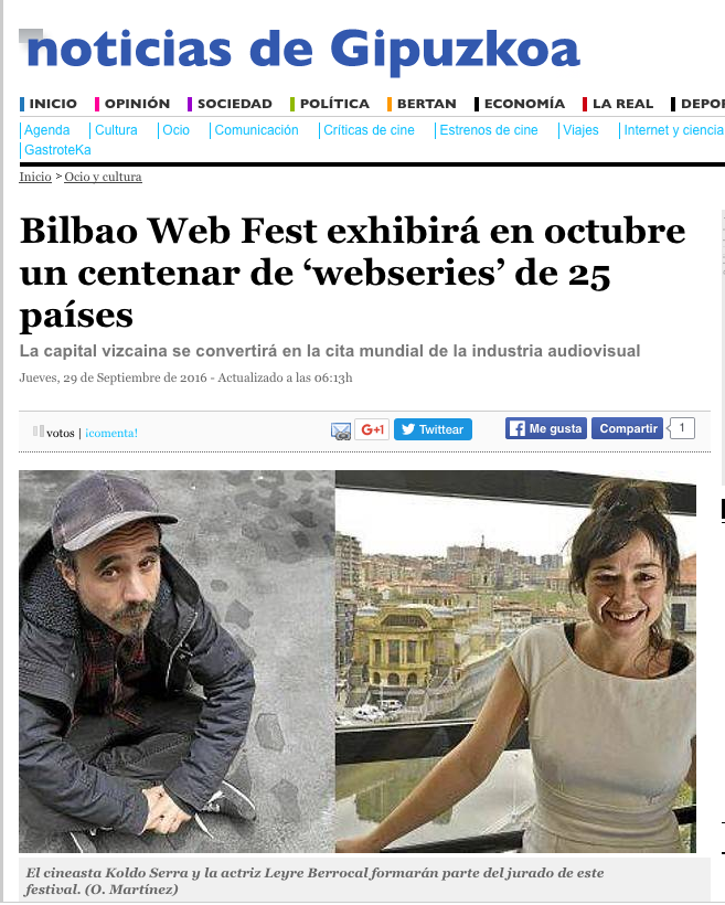 Article de presse et média : Noticias de Gipuzkao du 29 septembre 2016 - Ma femme est pasteure