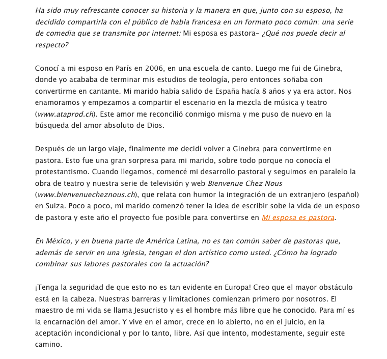 Article de presse et média : ALC Noticias du 1 avril 2015- Mexico 2 - Ma femme est pasteure